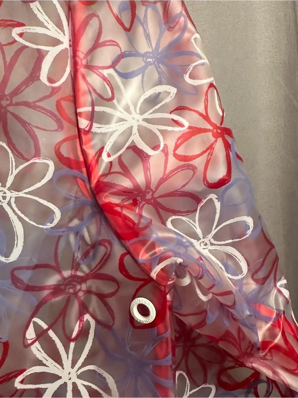 HUNTER Kids Red White Floral Transparent Raincoat Jacket Youth Girls 8